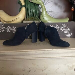 Splendid Navy Blue Suede Open Side Ankle Booties